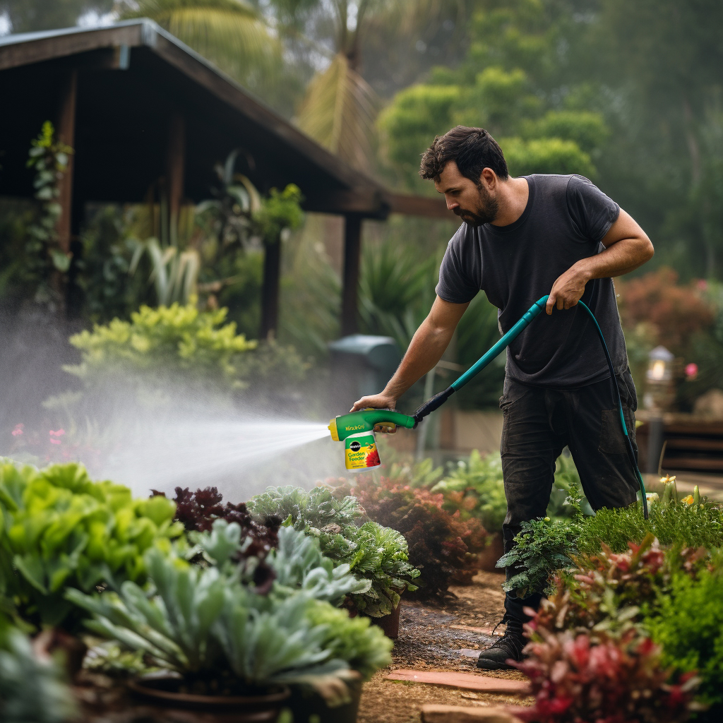 using liquid fertiliser in a home garden